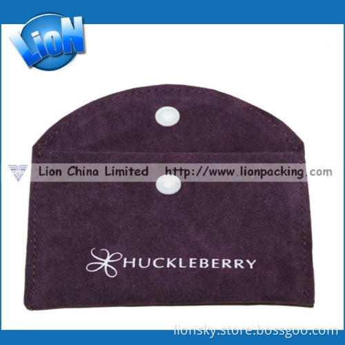 Purple Folding Flap Velvet Pouch with White Button (E-009)